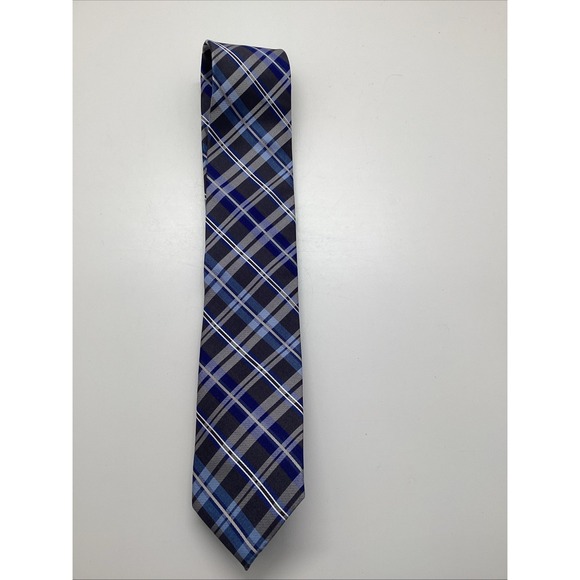 Pronto Uomo Men's Necktie 100% Silk Techno Care Grey and Blue New - Picture 1 of 4